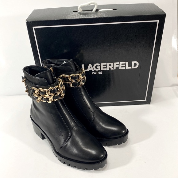 NEW KARL LAGERFELD PARIS PALMER COMBAT BOOT - Picture 2 of 11